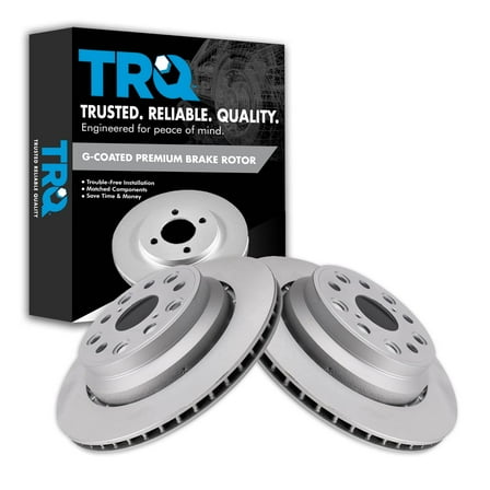 TRQ Rear Brake Rotors Set Vented Premium G-Coated Fits Select 2007-2017 Lexus LS460