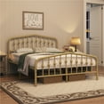 thumbnail image 1 of Yaheetech Modern Metal Bed Frame with Arched Headboard and Footboard, Queen, Antique Gold, 1 of 7