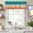 thumbnail image 2 of Gradient Green Valance Curtain Modern Minimalist Green Orange Ocean Beach Window Valances Rod Pocket Short Curtains Window Treatments for Kitchen Bedroom Bathroom Laundry 42" x 12", 2 of 9