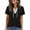 Black, variant on Staron Women Tie Front V Neck Short Sleeve Solid Boho Vacation Beach Travel Loose Tops Blouse V-Neck Lace Up Top, Black XL