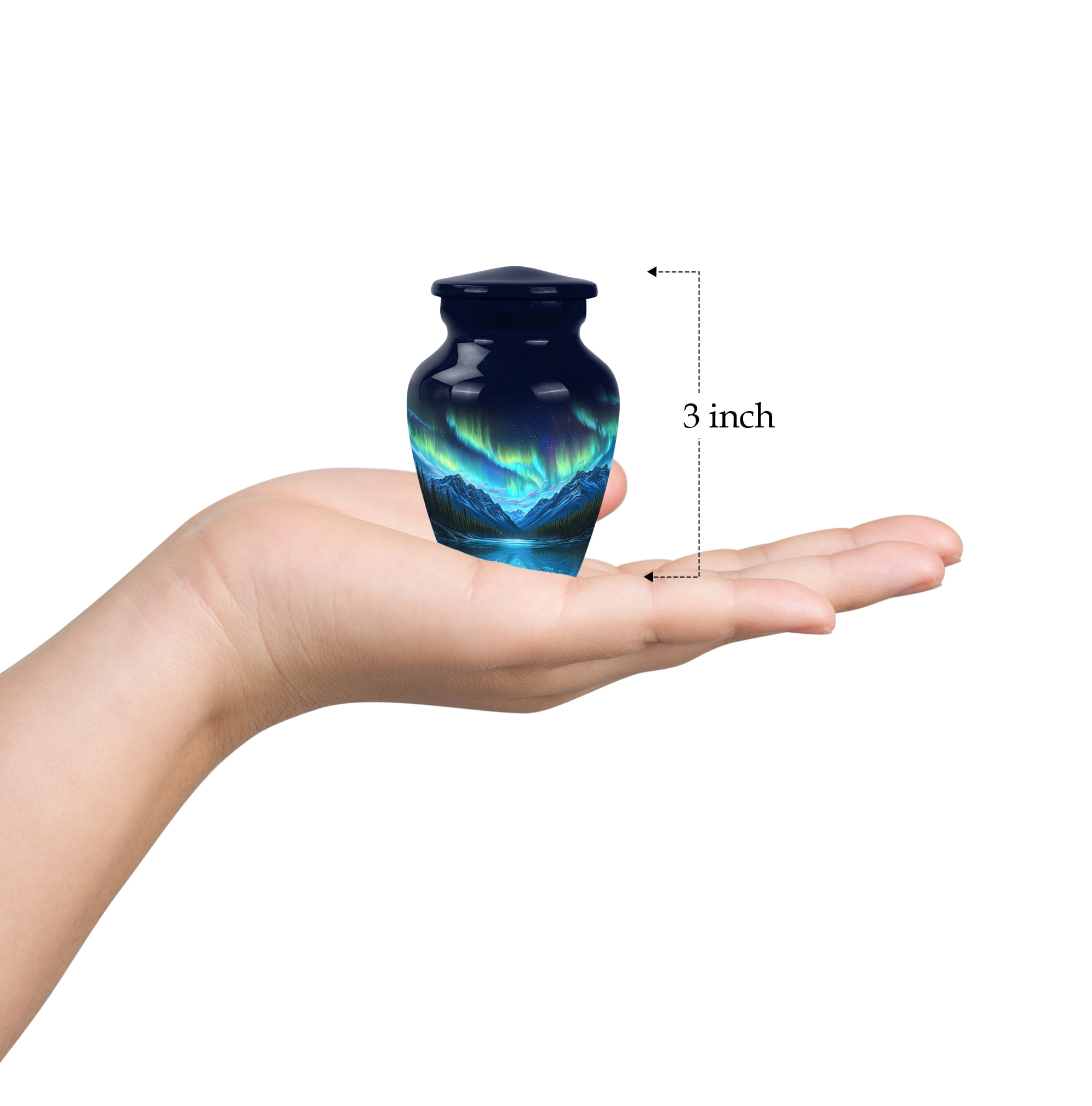 Northern Lights Burial Urns for Human Ashes Adult Male, Urn for Ashes for Women, Mini Urns for Ashes, Urn for Ashes for Women(Size - 3inch, 4 Pcs)