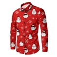 thumbnail image 5 of Camisa de manga larga navideña 2024 con solapa y botones para hombre, camisa con estampado 3D de muñeco de nieve navideño, informal, para fiestas y vacaciones, talla 5XL, 5 of 5