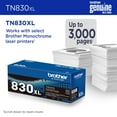 thumbnail image 6 of Brother Genuine TN830XL Black High Yield Printer Toner Cartridge - Print up to 3,000 Pages (1), 6 of 11
