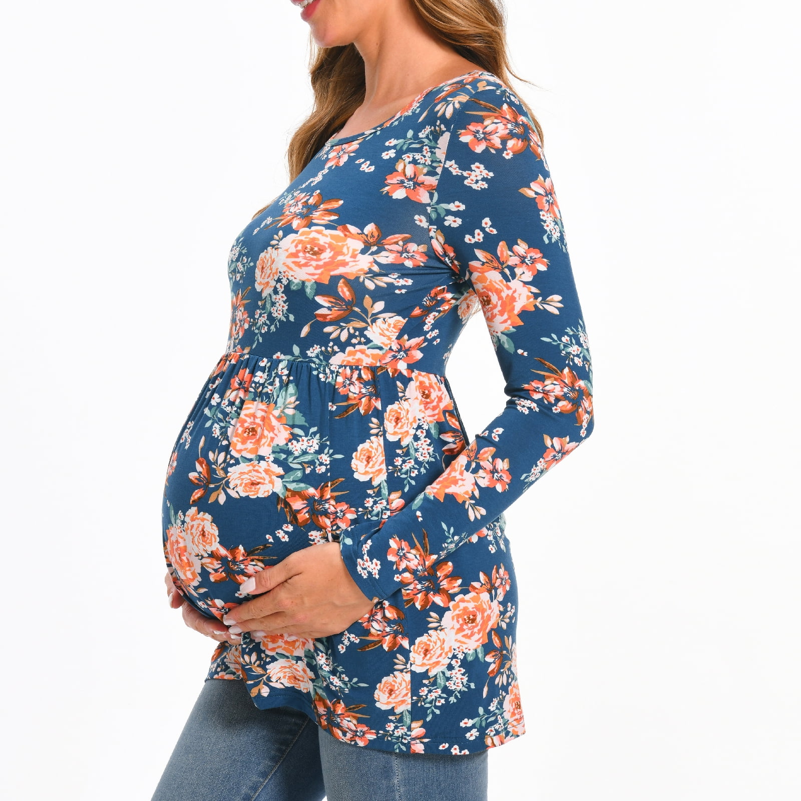 Beaisland Women's Long Sleeve Maternity Shirts Basic Casual Pregnancy Top