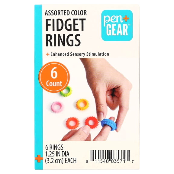 Pen+Gear Multicolor Adaptive Fidget Rings, 6 Count
