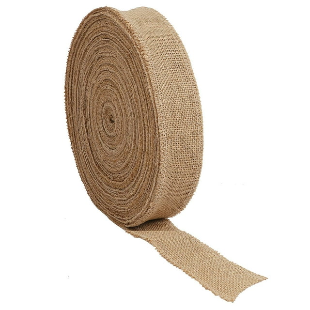 Cinta de arpillera KINJOEK de 2,5 cm de ancho y 75 m de largo, tela de yute natural