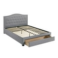 thumbnail image 2 of Light Gray Burlap Fabric Tufted Headboard Storage Footboard Queen Size Bed 1pc Bedroom Furniture Particle Board, 2 of 7