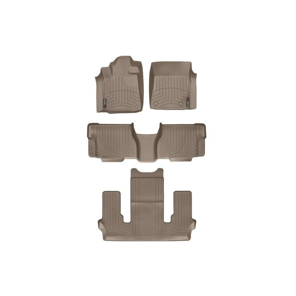 WeatherTech Custom Fit FloorLiners compatible with 2008-2011 Toyota Sequoia - Complete Set (1st, 2nd, & 3rd Row), Tan