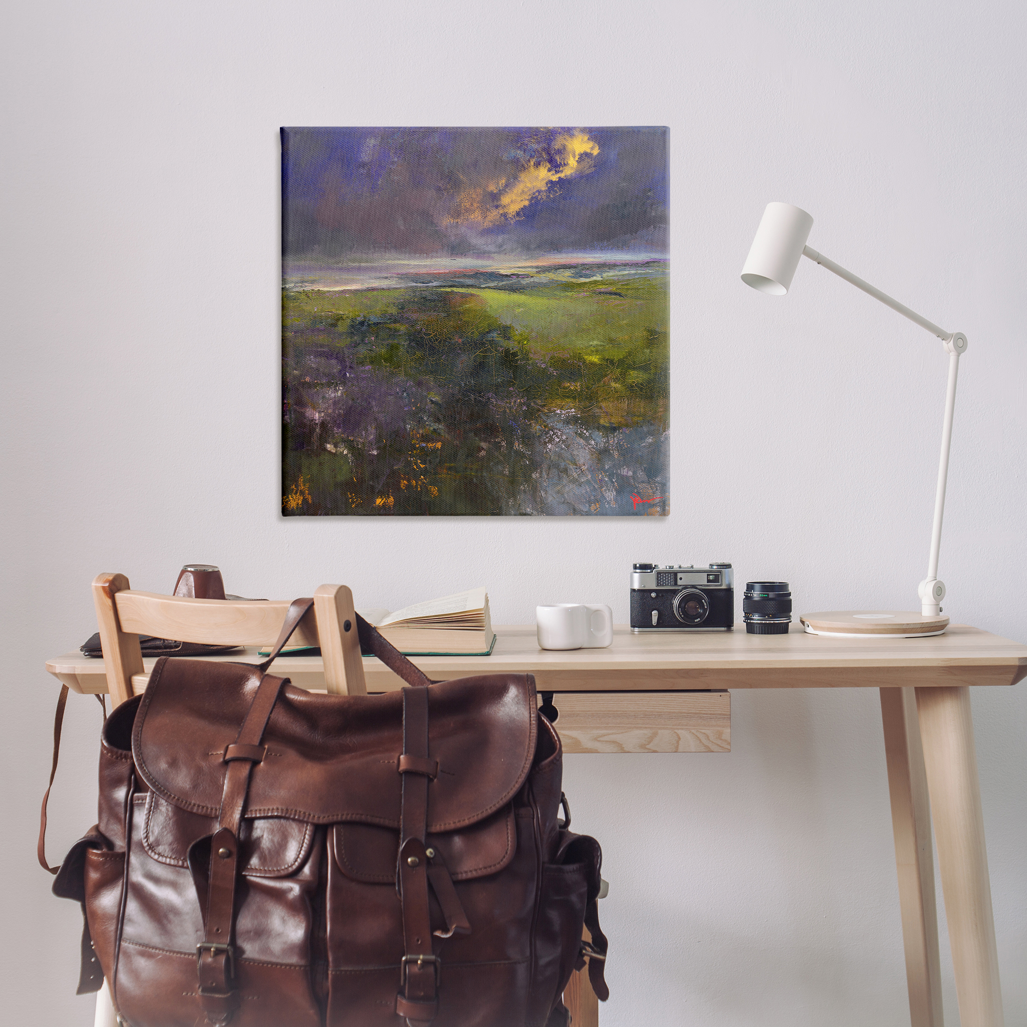 Stupell Industries Gilded Landscape Abstract Landscape & Nature Painting Wrapped Canvas Art Print Wall Art, 36 x 36
