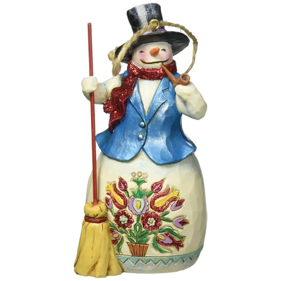 Jim Shore Heartwood Creek Wonderland Snowman with Broom Ornament, 4.5â€