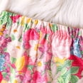 thumbnail image 4 of 2pcs Toddler Girls Clothes Off Shoulder Schiffy Top and Floral Print Flared Pants Outfit Set, Colorful, 2 Years, 4 of 5