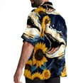 thumbnail image 3 of Crocodile Starry Sky Sunflower Men's Short Sleeve Poplin Button Down Shirts - Casual Printed Summer Beach Tops for Men, 3 of 6