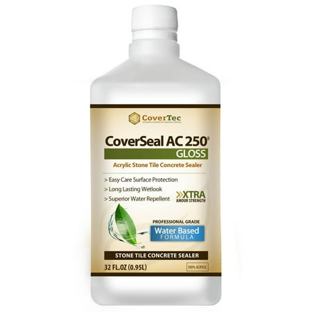 CoverSeal AC250 Gloss Clear Wet Look Sealer for Ceramic, Porcelain & Stone Tile Surfaces (1 Qrt - Prof