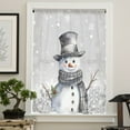 thumbnail image 4 of Grey Snowman Christmas Semi Sheer Curtains Drapes for Living Room, Bedroom, French Doors Window 96 Inches Long, Xmas Berry Winter Snowflake Rod Pocket Chiffon Curtain Drapery Voile Draperies Panel, 4 of 6