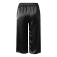 thumbnail image 5 of Aihuaihua Womens Satin Capri Pants Summer Wide Leg Pants Casual High Waist Elastic Cropped Trousers Beach Vacation Clothes Dark Gray XXL, 5 of 5