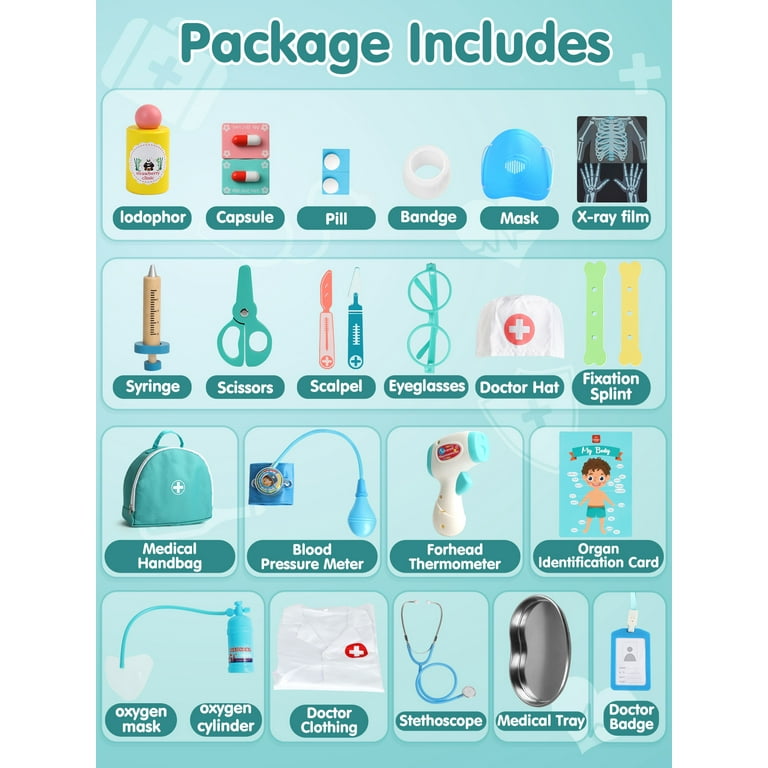 Lehoo Castle Wooden Kids' Playing Doctor Kit 36PCS Educational