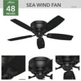 thumbnail image 3 of Hunter - Sea Wind Indoor/Outdoor Low Profile Ceiling Fan, 48-inch, Matte Black, Nautical-style, 3-speed WhisperWind Motor, 53118, for Porches, Bathrooms, 3 of 12