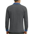 thumbnail image 3 of Men's Cotton Linen Golf Shirts Long Sleeve Button Down Patchwork T Shirts Summer Beach Casual Workout Breathable Basic Tee Shirts, 3 of 6