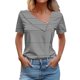 thumbnail image 2 of Fiudx Liquidación de Ofertas Flash Camisa de Manga Corta para Mujer con Camiseta Informal con Botones Estampados a Cuadros, 2 of 4