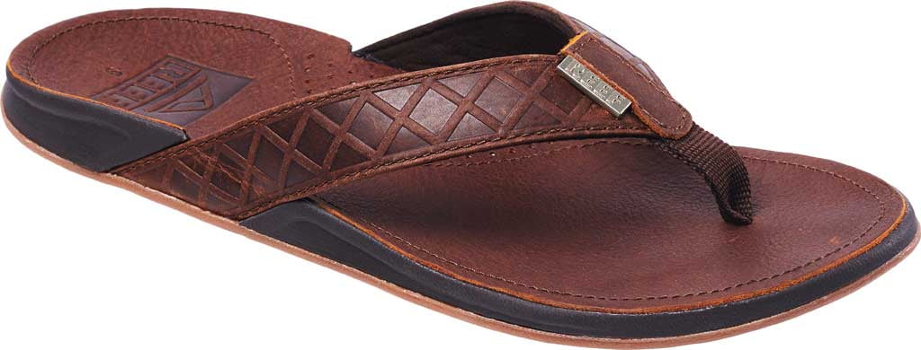 mens reef brown leather flip flops