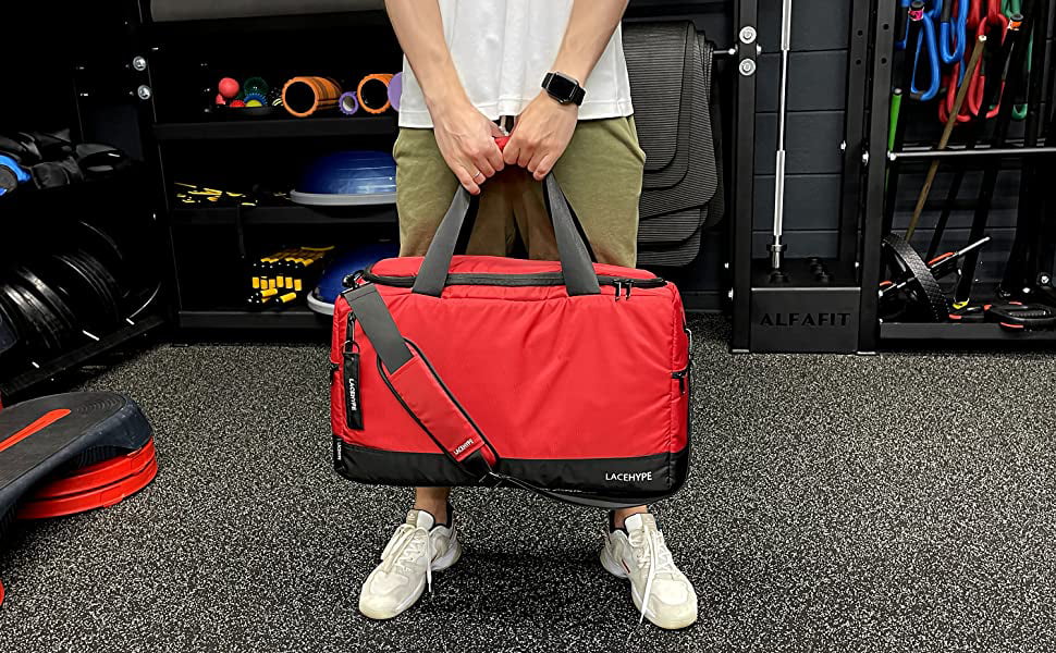 LaceHype Premium Sneaker Duffel Travel Gym Training Bag with 3 Dividers 