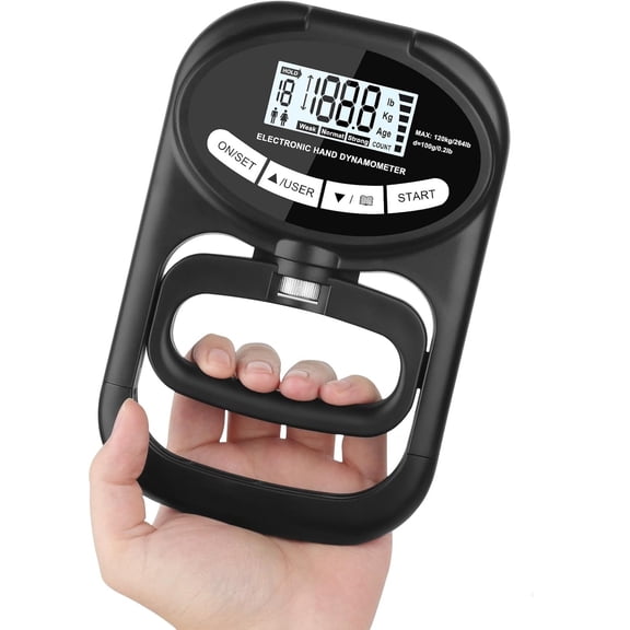 Electronic Hand Dynamometer, 264 lbs/120 kg Grip Strength Tester, Hand Dynamometer Grip Strength Trainer, Grip Strength Measurement Meter, Auto Capturing Electronic Hand Grip for Strength Test