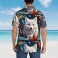 thumbnail image 4 of Pofeuu White Wolf With Flowers Print Hawaiian Shirt for Men Sleeves Casual Button Down Summer Beach Dress Shirts T-Shirts,Small, 4 of 7
