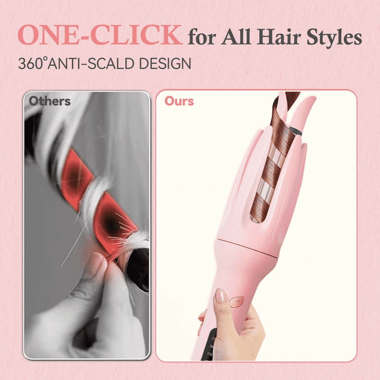Automatic Hair Curler with 1" Rotating Barrel Professional Anti-tangled Ceramic Curling Irons with 4 Temps and Timers