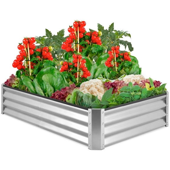 Best Choice Products 6x3x1ft Outdoor Metal Raised Garden Bed for Vegetables, Flowers, Herbs, Plants - Silver