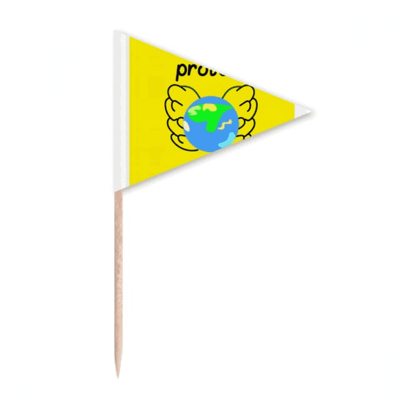 Protect Earth Hometown Art Deco  Fashion Toothpick Triangle Cupcake Toppers Flag