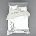 thumbnail image 2 of Grey Duvet Cover Set, Ornament Border with Swirls Dots in Rococo Style Renaissance Details, Bedding Set with Shams and Fitted Sheet, 3 Sizes, by Ambesonne, 2 of 3