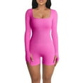 thumbnail image 1 of xiaxaixu Combinaison de Yoga pour Femmes, Manches Longues, Col Carré, Combishort de Gym, 1 of 8