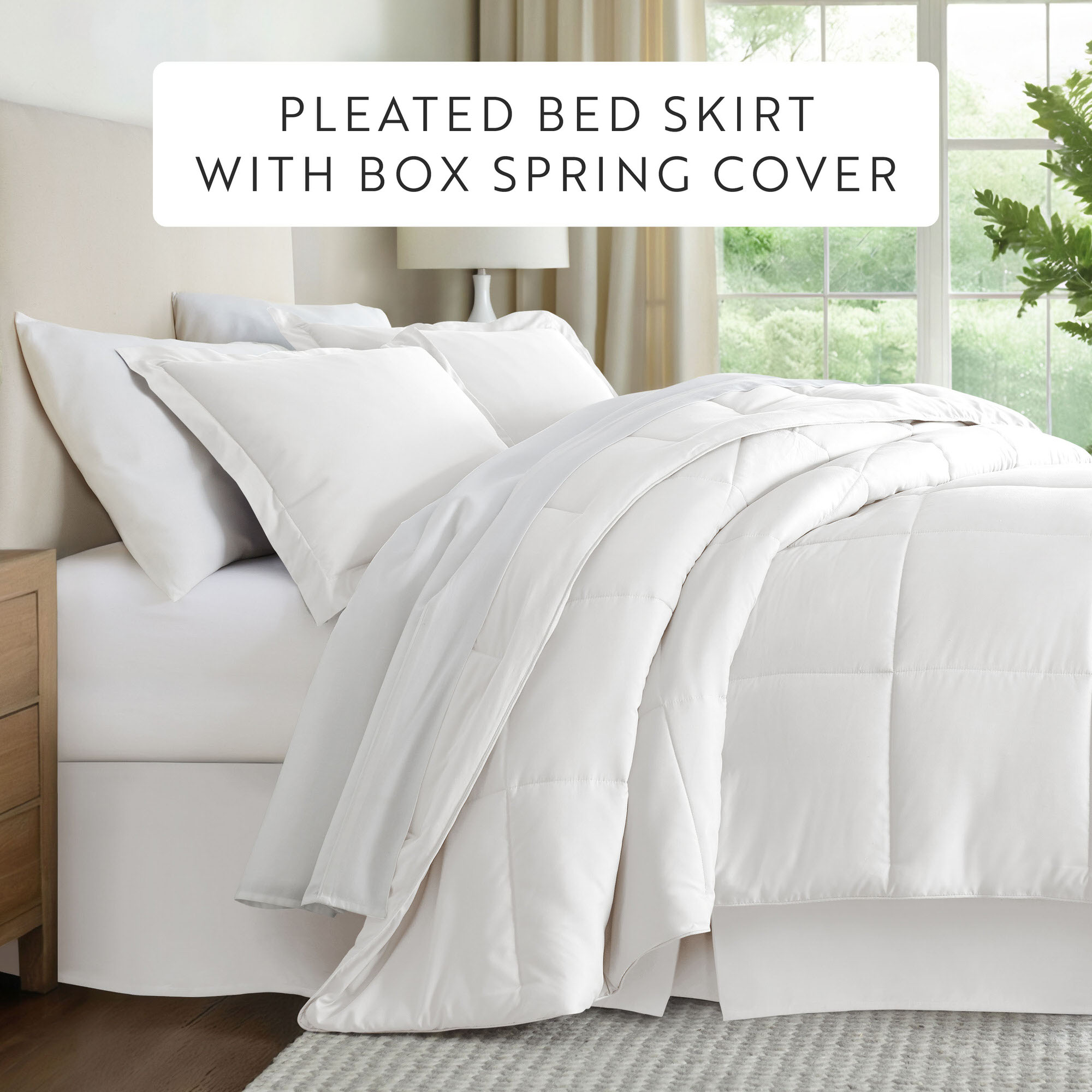 Noble Linens White Pleated Dust Ruffle Bed Skirt, Queen