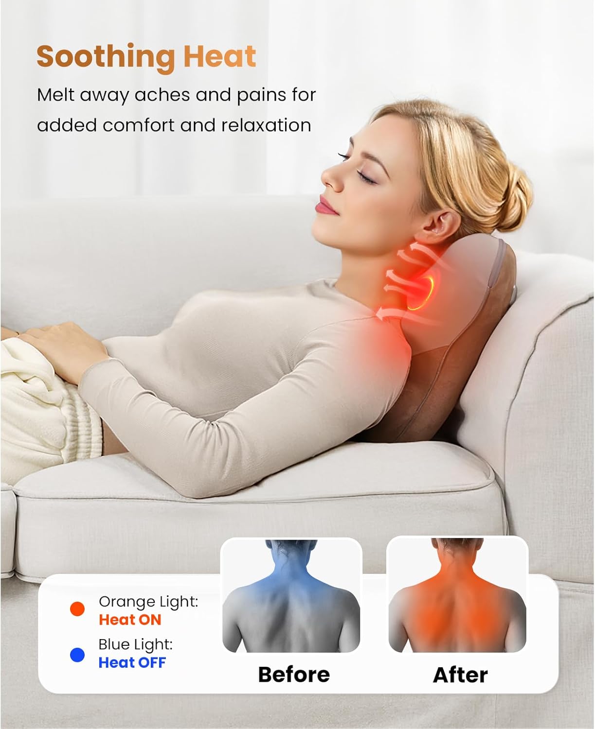 Bob and Brad EZBack Shiatsu 4 Deep-Kneading Massager Soothing Heat Therapy, Deep Tissue 3D Neck Shoulder Massager Pillow for Full Body Use Neck Shoulder Pain Relief, Ideal Gifts