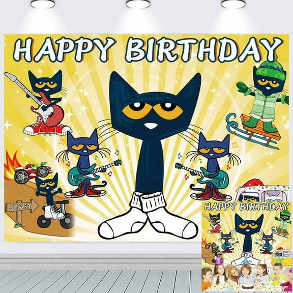 Pete the Cat Birds Backdrop Banner Party Supplies Poster Movie Theme Background for Photography Kids Birthday Decorations