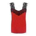 thumbnail image 5 of Idoravan Tank Tops for Women Clearance Women's Sleeveless Lace Camisole Top Splicing Undershirt Solid Color T-shirt, 5 of 6