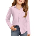 thumbnail image 2 of Dwellite Girls Button Down Shirts Long Sleeve School Uniform Fall Tops 4-10 Years Pink 150, 2 of 4