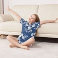 thumbnail image 3 of FORMRS Niños Short Sleeve Top and Pants Pajama Set Unisex Satin 2-Piece Sleepwear, Sizes 13-14Y, Floral Ocean Waves, 3 of 8