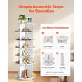 thumbnail image 6 of KFFKFF 6-Tier Rotating Shoe Rack Tower, 360° Spinning Organizer, Revolving Round Carousel Storage, Freestanding Display for Bedroom, Living Room, Entryway, Closet, White, 6 of 9