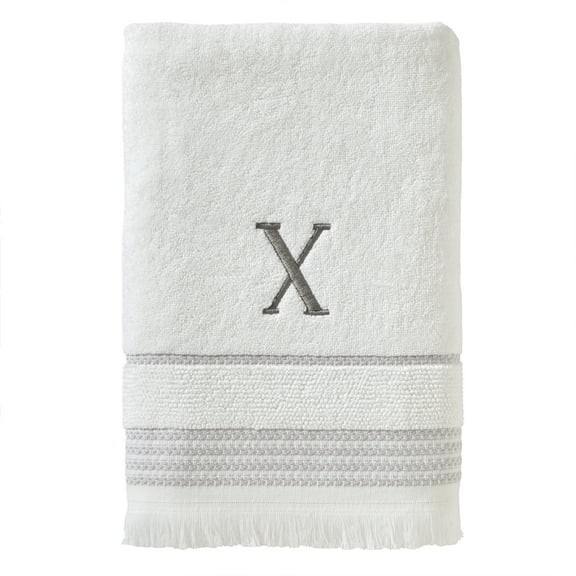 SKL Home Casual Monogram Bath Towel, "X",  White