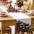 thumbnail image 5 of Burlap Table Runner 120 Inches Long,Christmas Ornaments Pine Needles Non-Slip Kitchen Table Runners for Dining Room Everyday Use Party Table Decorations Green White Red, 5 of 9