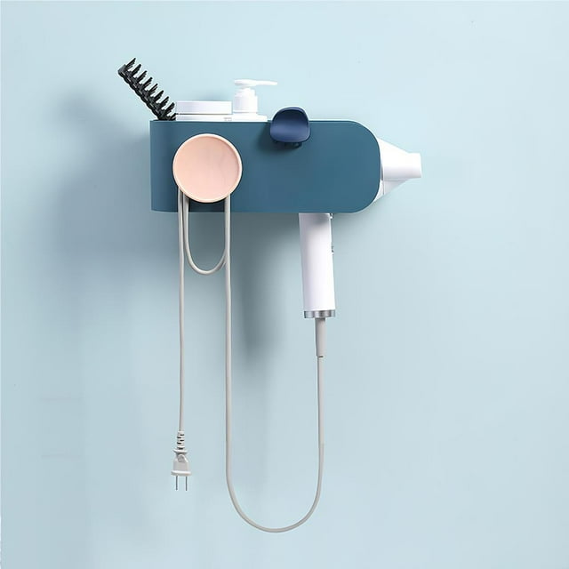 ruzhgo Hair Dryer Rack No Drilling Bathroom Toilet Storage Rack Wall Hanging Hair Dryer Rack Home Storage Organizer Hairdryer Holder