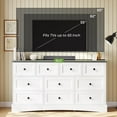 thumbnail image 4 of Farmhouse Dresser Chest of Drawers with Charging Station, 10 Drawers Dresser Storage Cabinets for Living Room, White/Black, 4 of 8