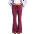thumbnail image 2 of Womens Fleece Flare Sweatpants Wide Leg Lounge Pants with Pockets Fall Drawstring Travel Sweat Pants S, 2 of 7