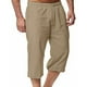 thumbnail image 5 of Pantalones de Lino Casual Suelto Cortado, Color Sólido Cordón Mezcla de Algodón para el Uso Diario, 5 of 6
