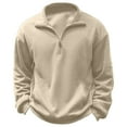 thumbnail image 2 of Men's Hoodless Sweatshirt Clearance New Men's Sweater Casual Zipper Stand Neck Thickened And Velvet Solid Color Men's Sweater, 2 of 4