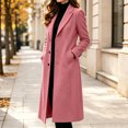 thumbnail image 5 of IUYRTFE Women's Long Lapel Collar Coat Casual Solid Color Overcoat with Pockets, 5 of 9