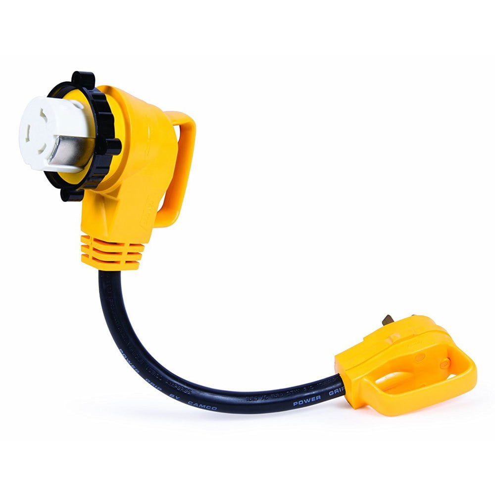 Camco 55582 RV/Marine Locking Electrical Power Cord Adapter 30M/50F
