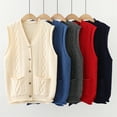 thumbnail image 3 of Mordenmiss Women Sleeveless Knitted Sweater V Cut Cable Preppy Vest Kint Loose Solid Color Pullover Tops Beige S, 3 of 4
