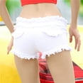 thumbnail image 4 of Pantalones cortos ajustados de algodón de alta elasticidad para mujer, Shorts ajustados de cintura baja, lavado con flecos de lana, Sexy, Polo, baile, club nocturno, micropantalones cortos, 4 of 4